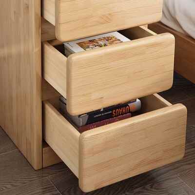 实木松收木床床头柜现代简约户小型家用DEH边柜夹缝柜超窄储物纳