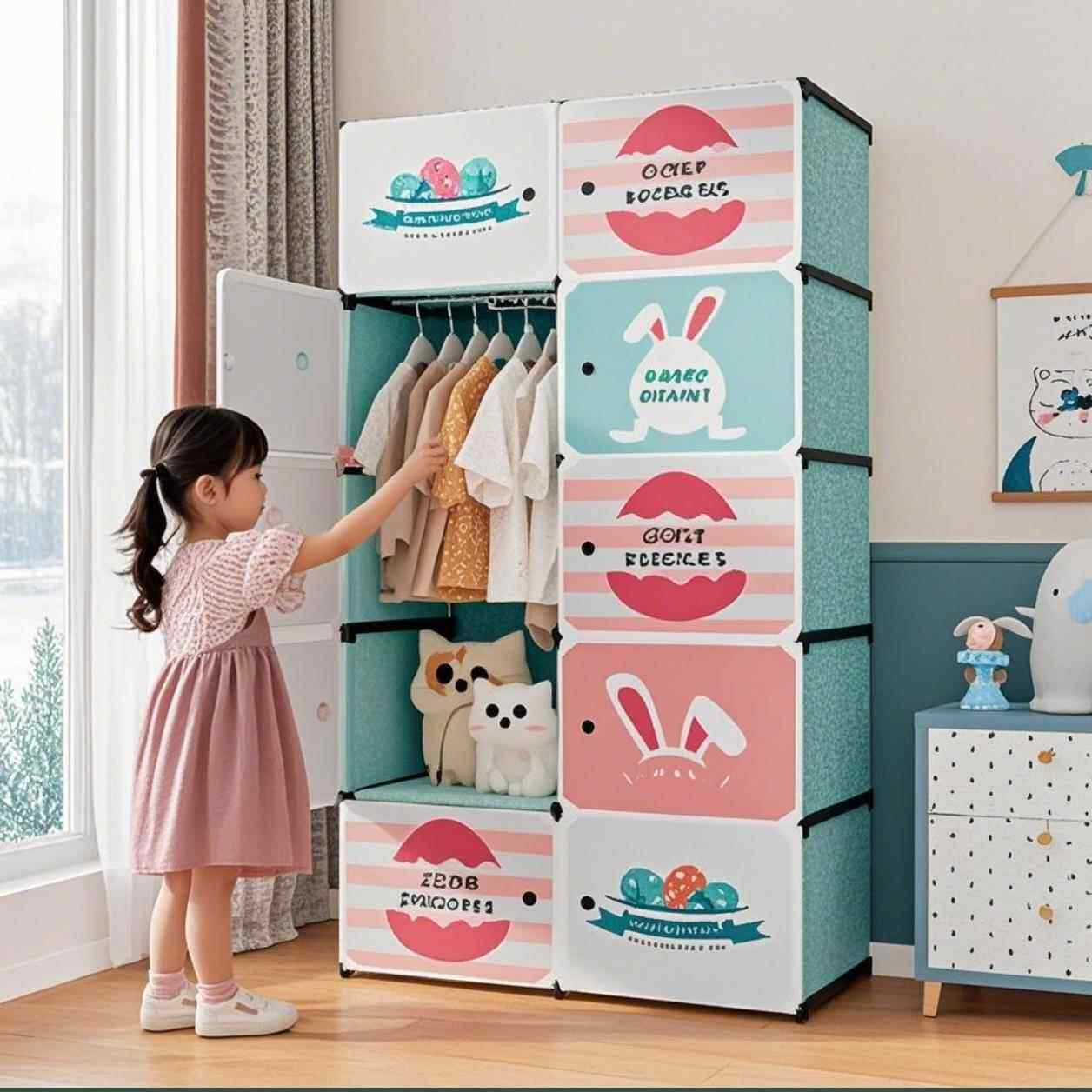 笔记本支架 儿童衣柜塑料衣柜加厚升级小孩衣柜收纳婴儿宝宝衣橱D