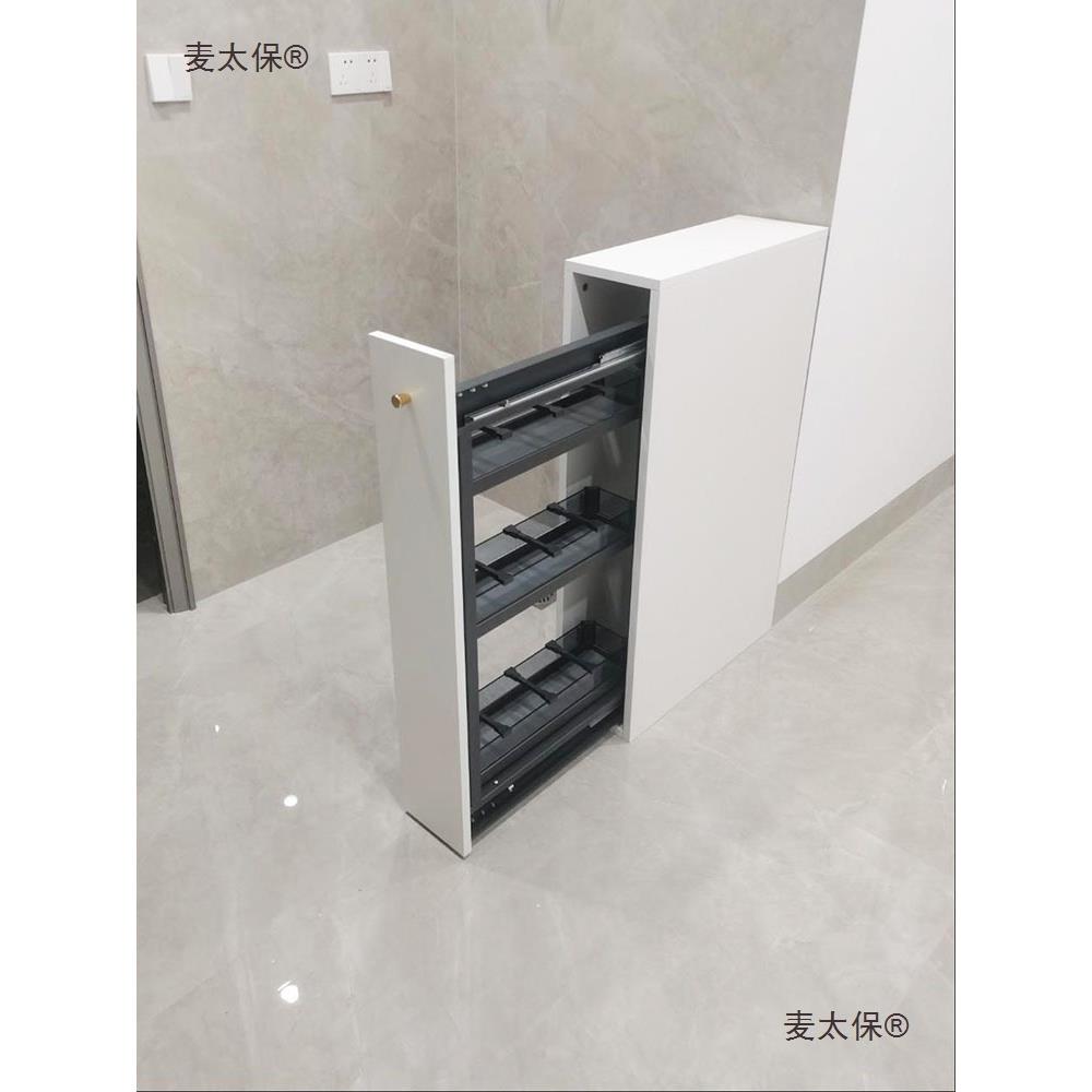卫生间半墙抽拉柜拉篮干湿分离侧装窄柜小拉篮置物架浴室边麦太保