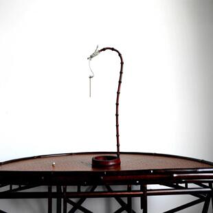 古篱手作竹鞭大漆制古锡龙头香座茶桌线香插倒流香中式茶空间氛围