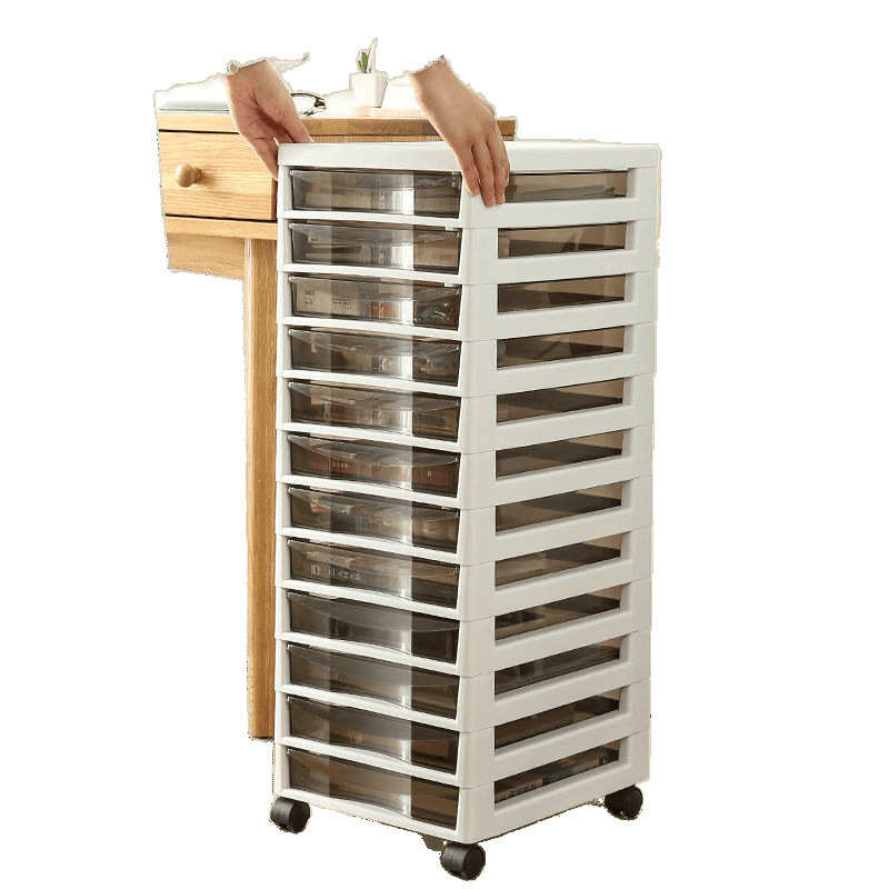 收纳柜子抽屉式可移动带轮文件储物柜夹缝美甲置物桌下化妆台整理