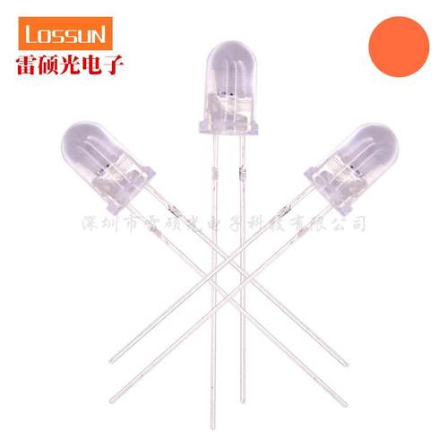 直插led橙光5mm白发橙光琥珀色5厘圆头灯珠汽车仪表盘高亮 f5橙色