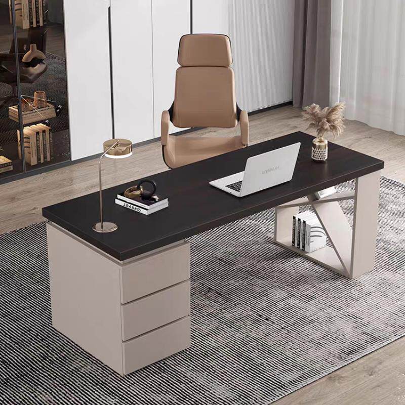 现代简约书桌办公桌设计感意式极简家用书房轻奢实木电脑桌办公桌