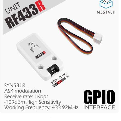 M5Stack RF433R /T无线射频接收器 SYN531R 射频遥控自动化应用