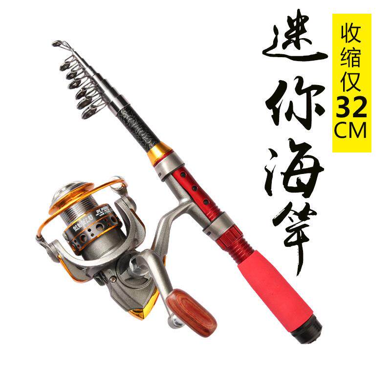 超短迷你海竿钓鱼竿套装 玻璃钢海钓杆 抛竿远投竿携带式海杆批