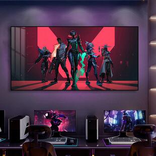 无畏契约二次元挂画网吧电竞房led灯发光装饰画客厅背景墙壁画