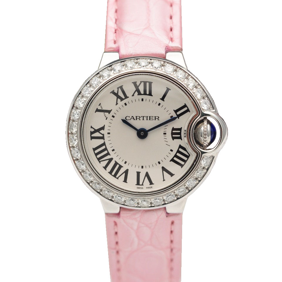 [9.8新]卡地亚蓝气球系列28mm后镶钻石英女表手表
