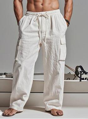 Men's plus size workwear pants with drawstring and elastic