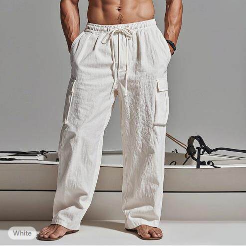 Men's plus size workwear pants with drawstring and elastic