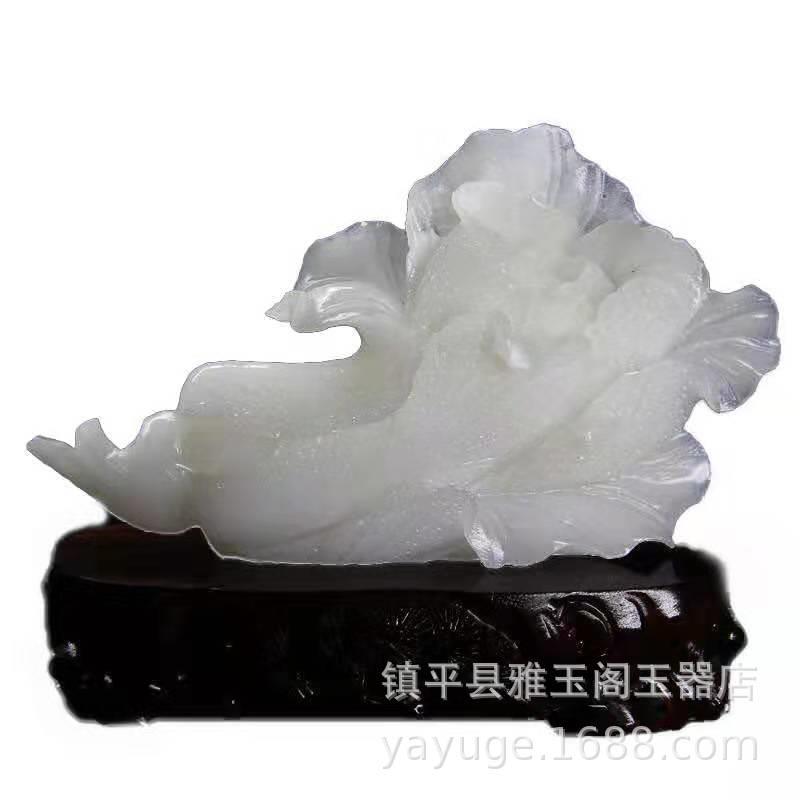 招财新款纳福阿富汗白玉白菜摆件店铺开业办公室客厅玉石玉器礼品