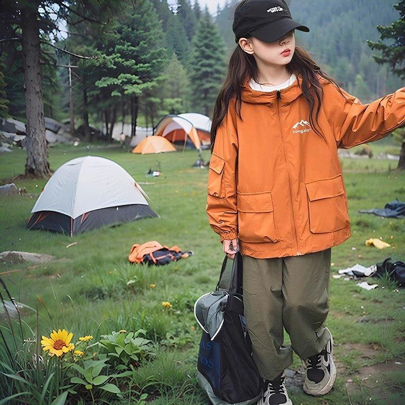 德国2025新款女童春秋款外套户外冲锋衣秋冬款大童登山服套装