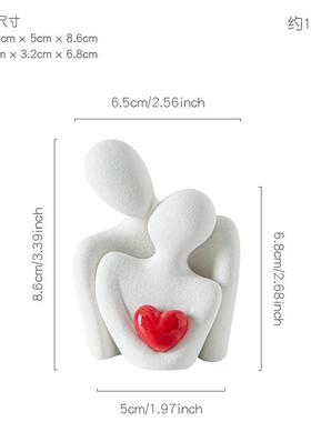 高档创现代意极简象人物情侣件摆客厅小众意式艺术家居饰抽品装饰