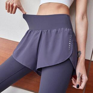 high waist two fitness pieces fake running pants Pocket yoga