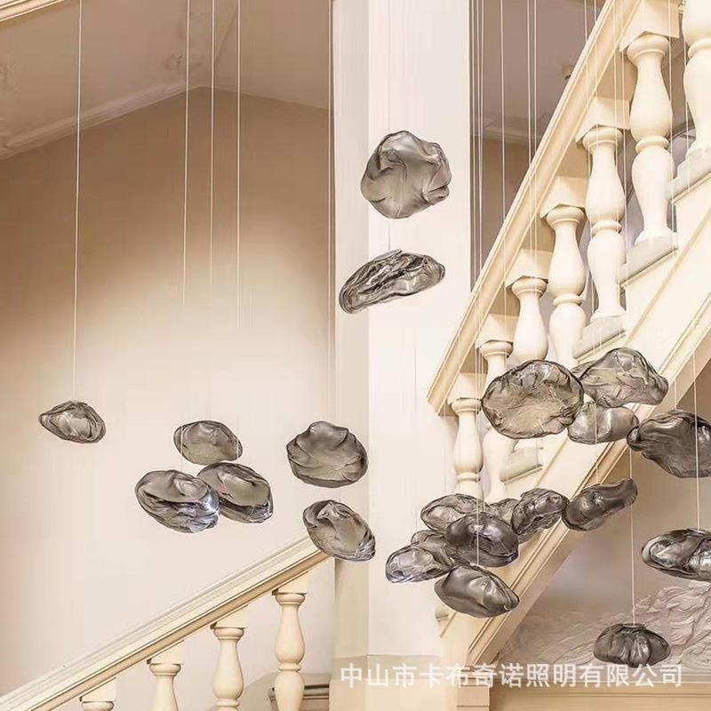 北欧设计师餐厅玻璃吊灯简约创意个性艺术装饰吧台酒吧楼梯灯具