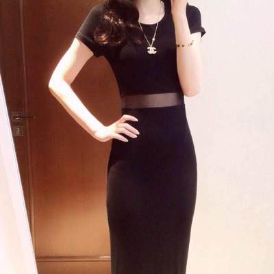 women's sexy bottoming show waist mini dress long skirt dres