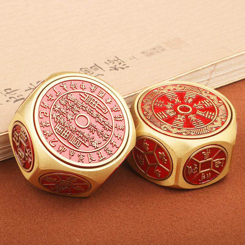 山鬼花铜钱全黄铜八面转可旋转指尖陀螺手把件创意招财转钱摆件