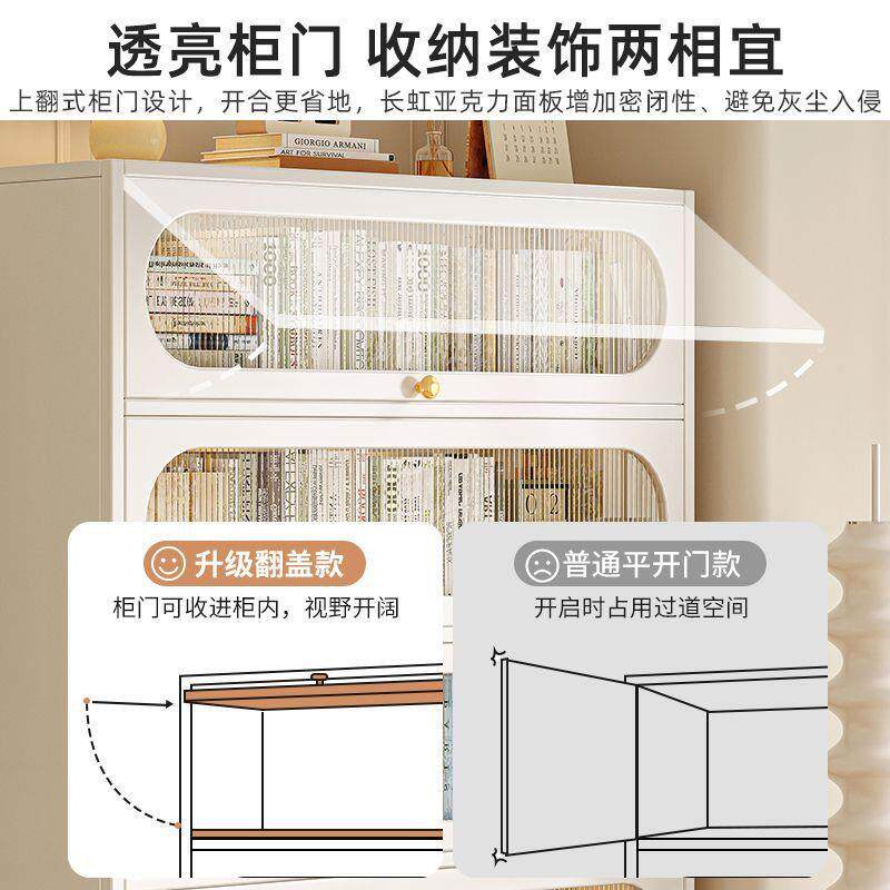 奶油风钢制防尘柜法式落书地书架家用展示储柜客厅置物收柜RJX纳
