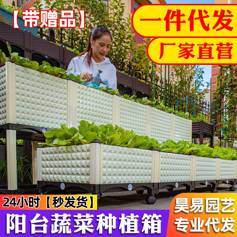 塑料花盆室内蔬菜种植箱家庭菜园子家用长方形种菜箱架子自吸水
