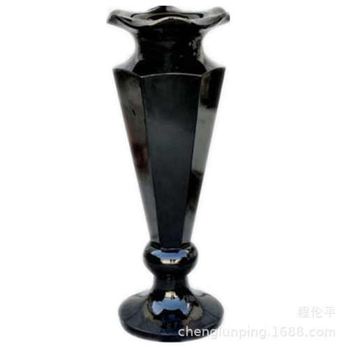 器花摆件落波浪花纹前台客厅玻璃钢花瓶纯色地大装饰酒店花插工艺