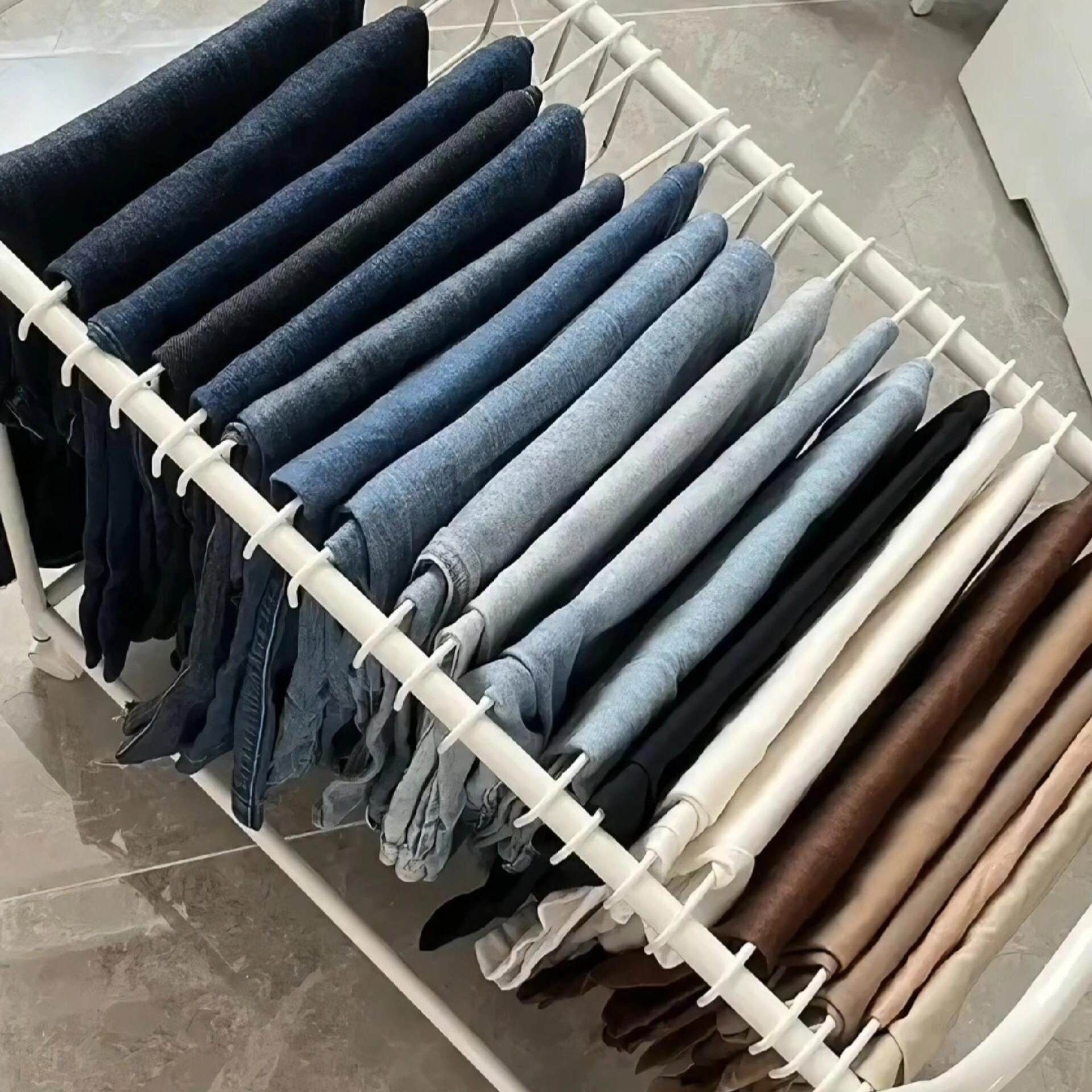 裤子收纳架落地裤架晾衣架晒裤子专用衣架可移动带滑轮衣服整理架