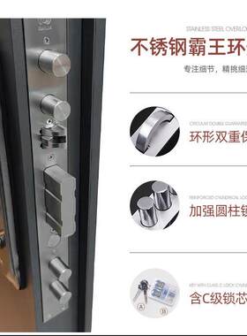 新款直销精雕铸铝轻奢防盗门入户门现代简约家用隔音防盗韩式进户