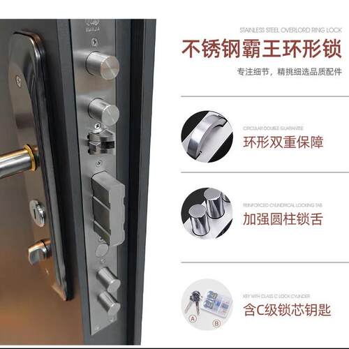 新款直销精雕铸铝轻奢防盗门入户门现代简约家用隔音防盗韩式进户