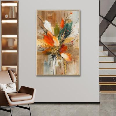 手ECX绘肌理体油画抽象艺客厅术装饰画手工立饰画装商用酒店高端