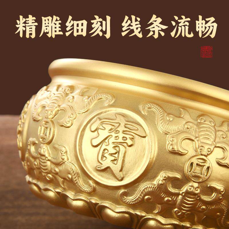 宝盆摆件金条套纯J02037黄铜家用餐存钱罐铺客聚厅店开业礼品八方