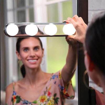 4 Bulb Makeup Mirror Light Suction Cup Vanity LED Bulbs Kit