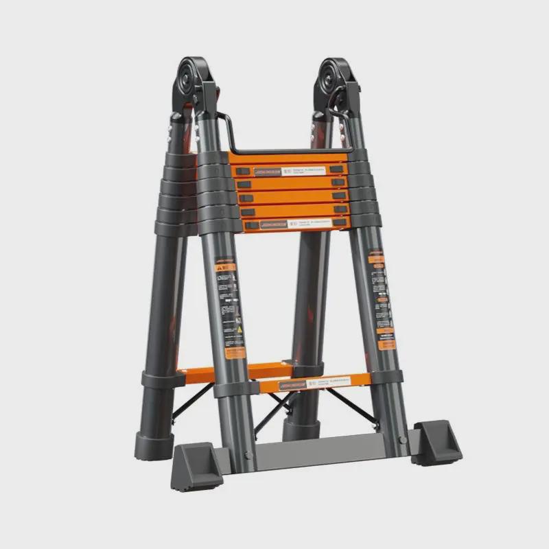 匠之诚加厚碳钢伸缩梯子家用多功能人字梯竹节梯升降折叠工程楼梯