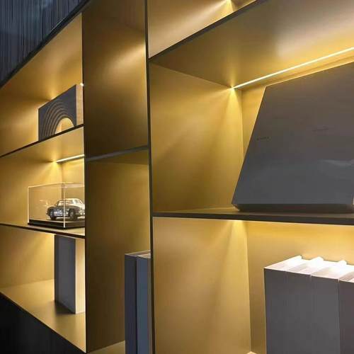 实心铝板柜定制带灯金属铝板铝合金无缝焊接不锈钢电视柜壁龛钢板