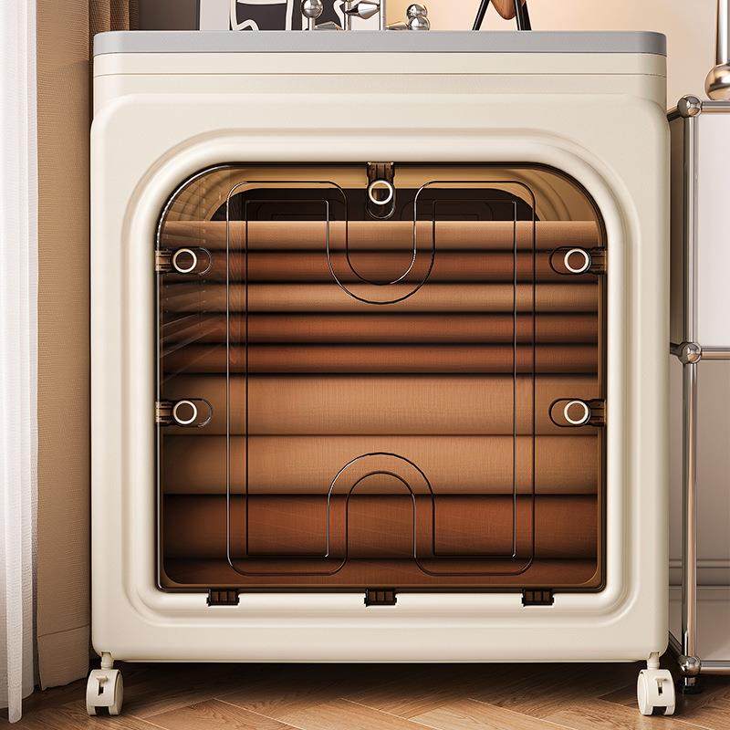 家用量可折叠盖收纳大容带滑轮玩具书本箱收FDC纳柜卧室带衣服整