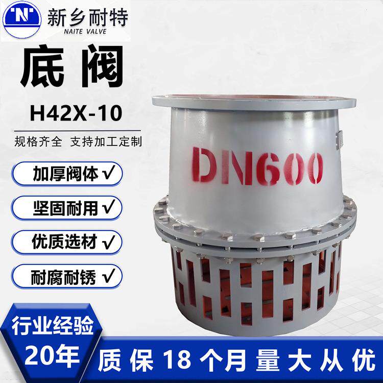 双瓣式 蝶式底阀H42X-10水泵吸水铸铁法兰底阀升降式井底抽水阀门