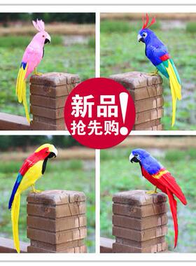 仿真鹦鹉模型彩色大鹦鹉装饰道具摆件羽毛鸟类花鹦鹉标本仿真动物