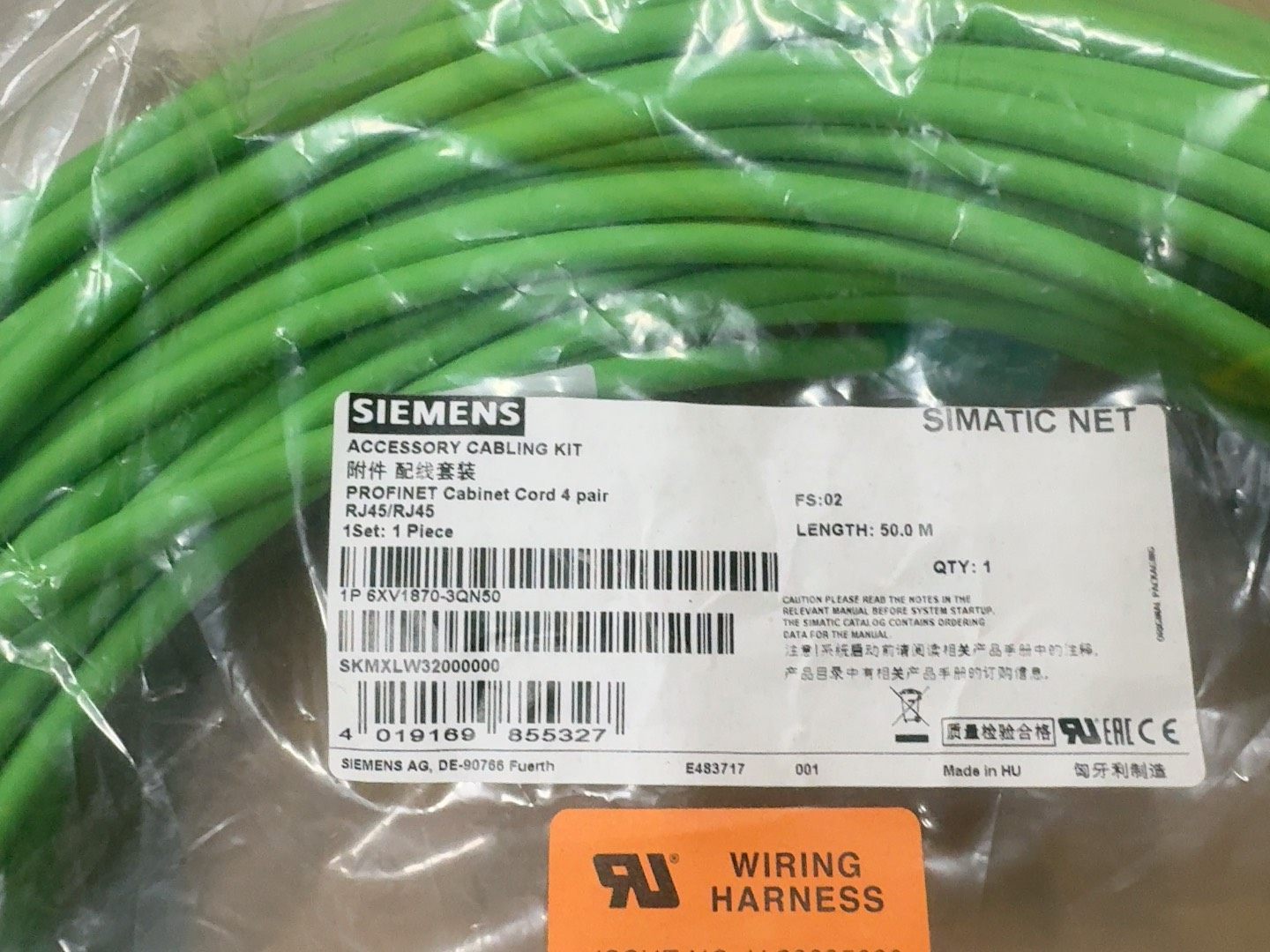 全新西门子PROFINET配线套装，型号6XV1870-3Q