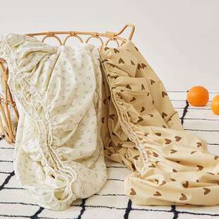 棉纯床笠全简约小碎花床罩纯棉宿ELLE单人双人宿舍民床棉垫套床笠