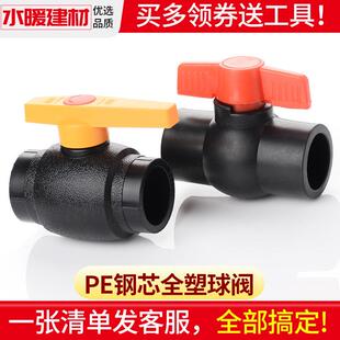 324分6分阀 pe管配件自来水管件塑料接头热熔钢芯球阀开 关20
