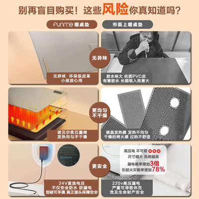 【环保安全无异味】FUNME加热桌垫发热鼠标垫暖桌垫加热垫石墨烯