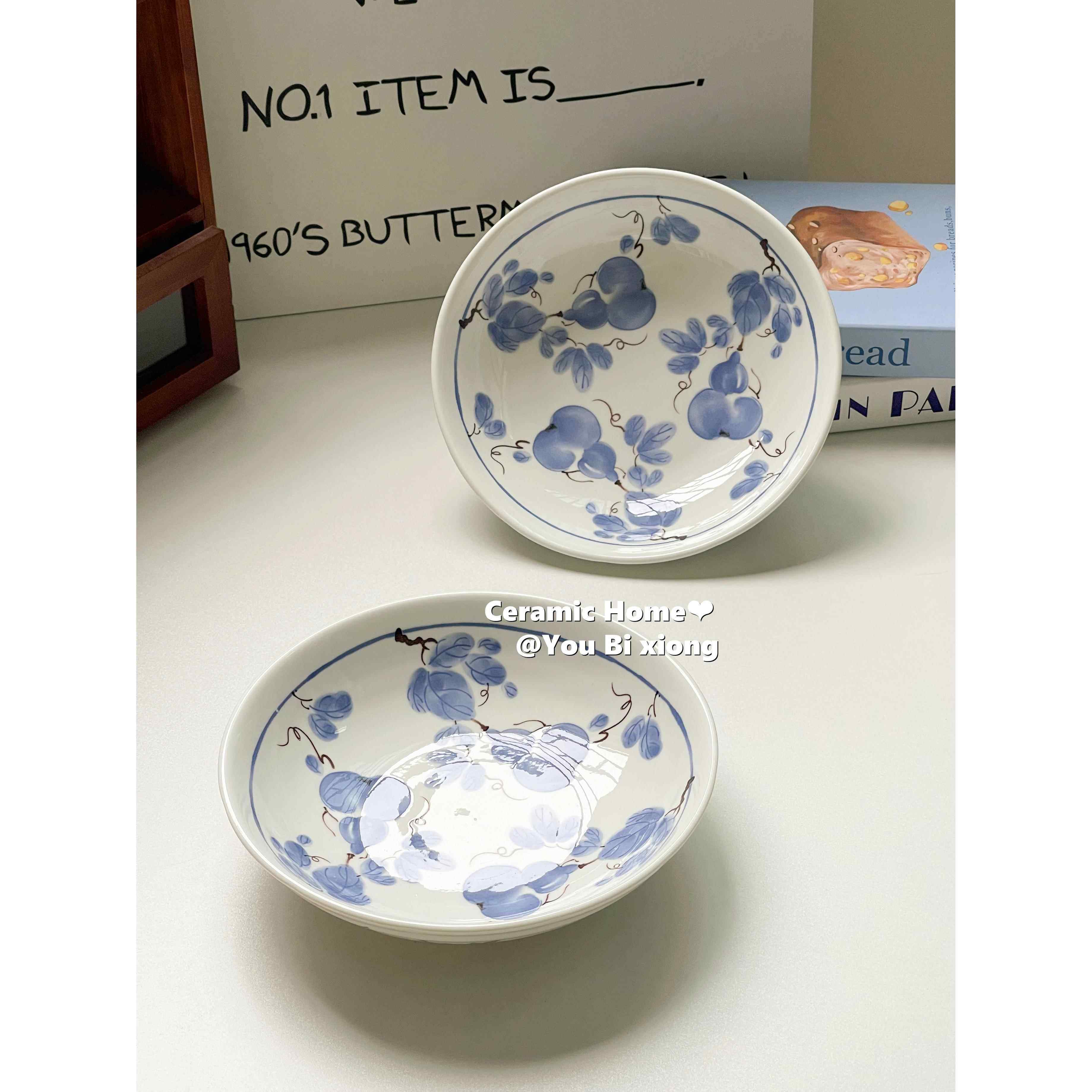 吉祥福禄釉下彩中式盘子菜盘家用2025新款碟子餐具特别好看的餐盘,餐饮具,盘,淘宝优惠券,粉丝福利购,淘宝优惠卷