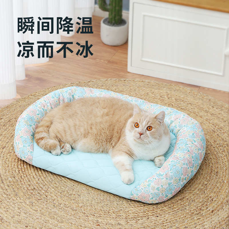 【特旺宠物_圆枕凉感垫】猫咪垫透气凉爽持久降温护脊睡枕猫冰垫