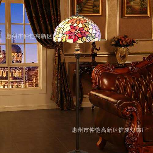 蒂凡尼玫瑰花站立灯巴洛克古典餐厅卧室别墅高档酒吧荷花落地灯