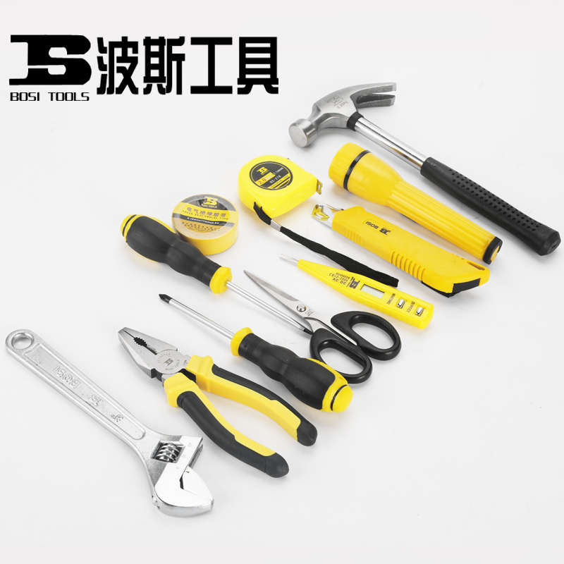 波斯工具 12件家用组套 水电 家用维修工具组套方盒 圆盒