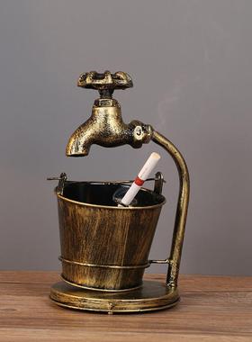 欧式复古铁艺手工烟灰缸个性 家居装饰工艺品防摔多功能道具摆件