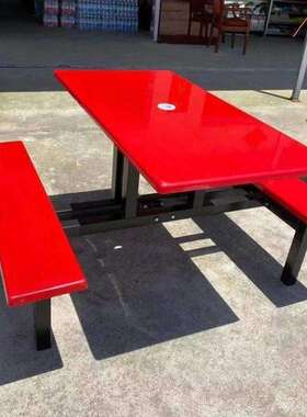 室外餐桌椅插雨伞便利店市门口游乐园连体桌糖水餐桌室外桌椅