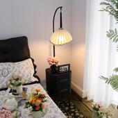 氛围感卧室覆古风落地灯床头柜台灯一体装 饰置物黑色客厅沙发台灯