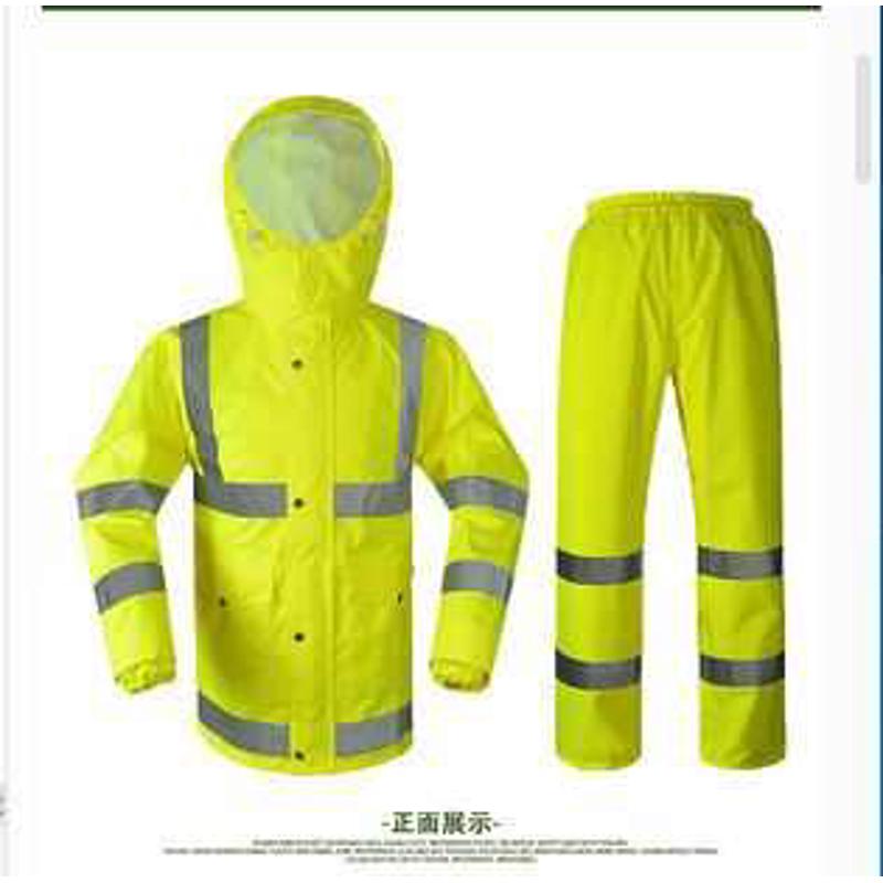 荧光黄双层交通分体雨衣套装 环卫反光雨衣时尚牛津雨衣批发