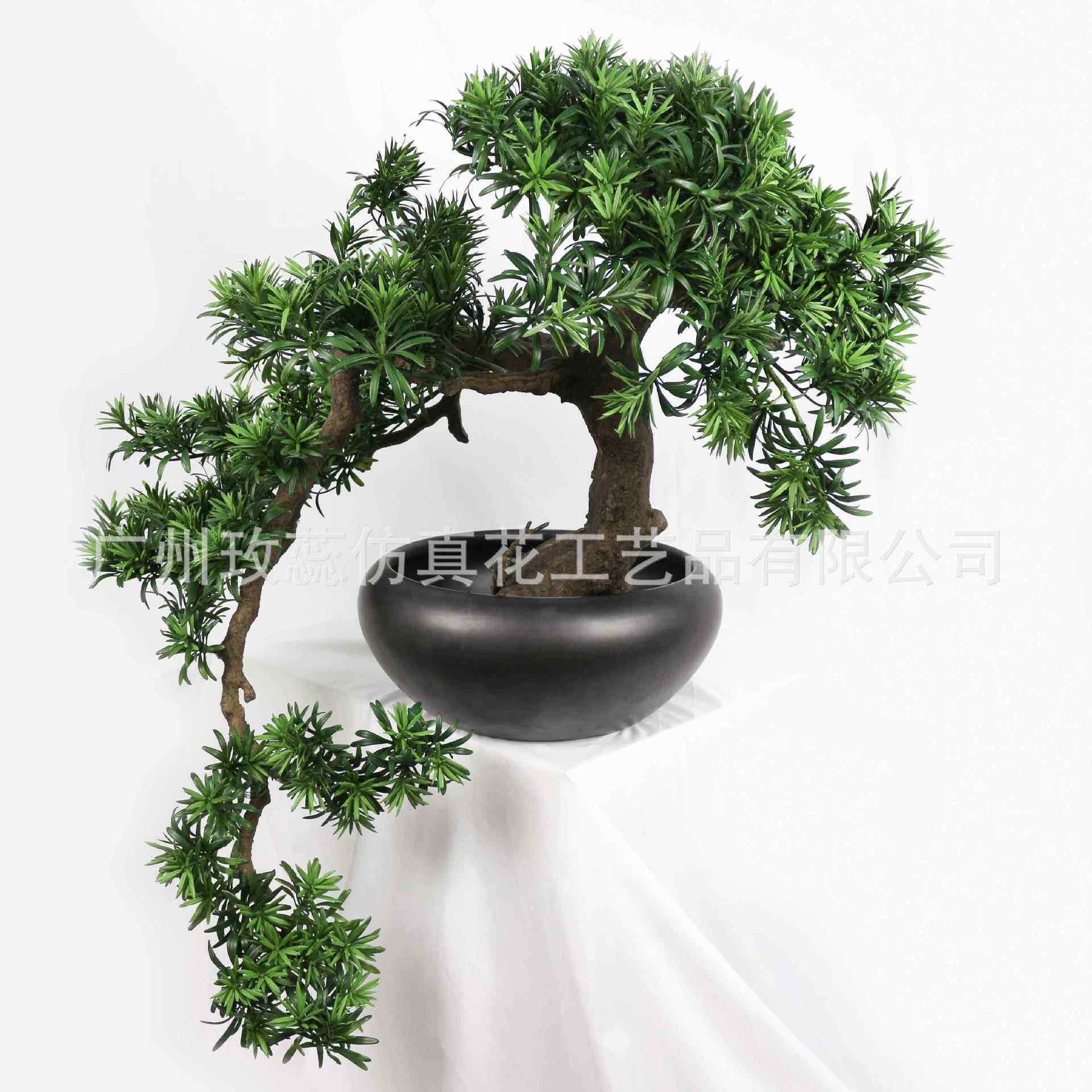 盆仿真盆罗汉松迎客松仿真景室BC083内摆件景盆仿真植栽物