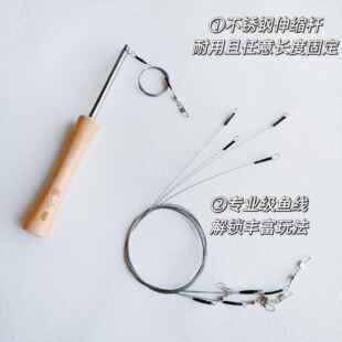 自随心伸缩杆不钢赛级逗猫棒猫可替锈换羽毛赛级逗猫头长杆嗨解闷