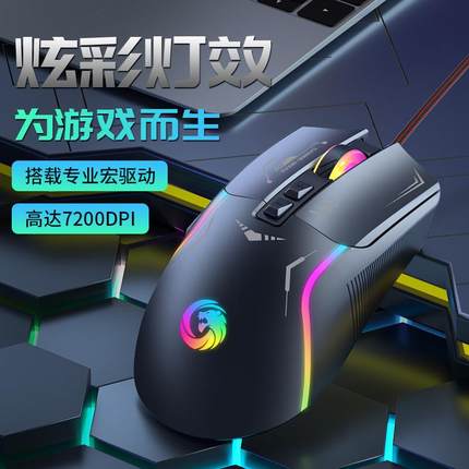 有线游戏鼠标机械宏编程RGB炫彩发光电脑笔记本台式家用商务外设