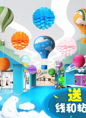 /六一装饰创商场布置空中饰热气球挂件店铺天板花意挂幼儿园吊饰